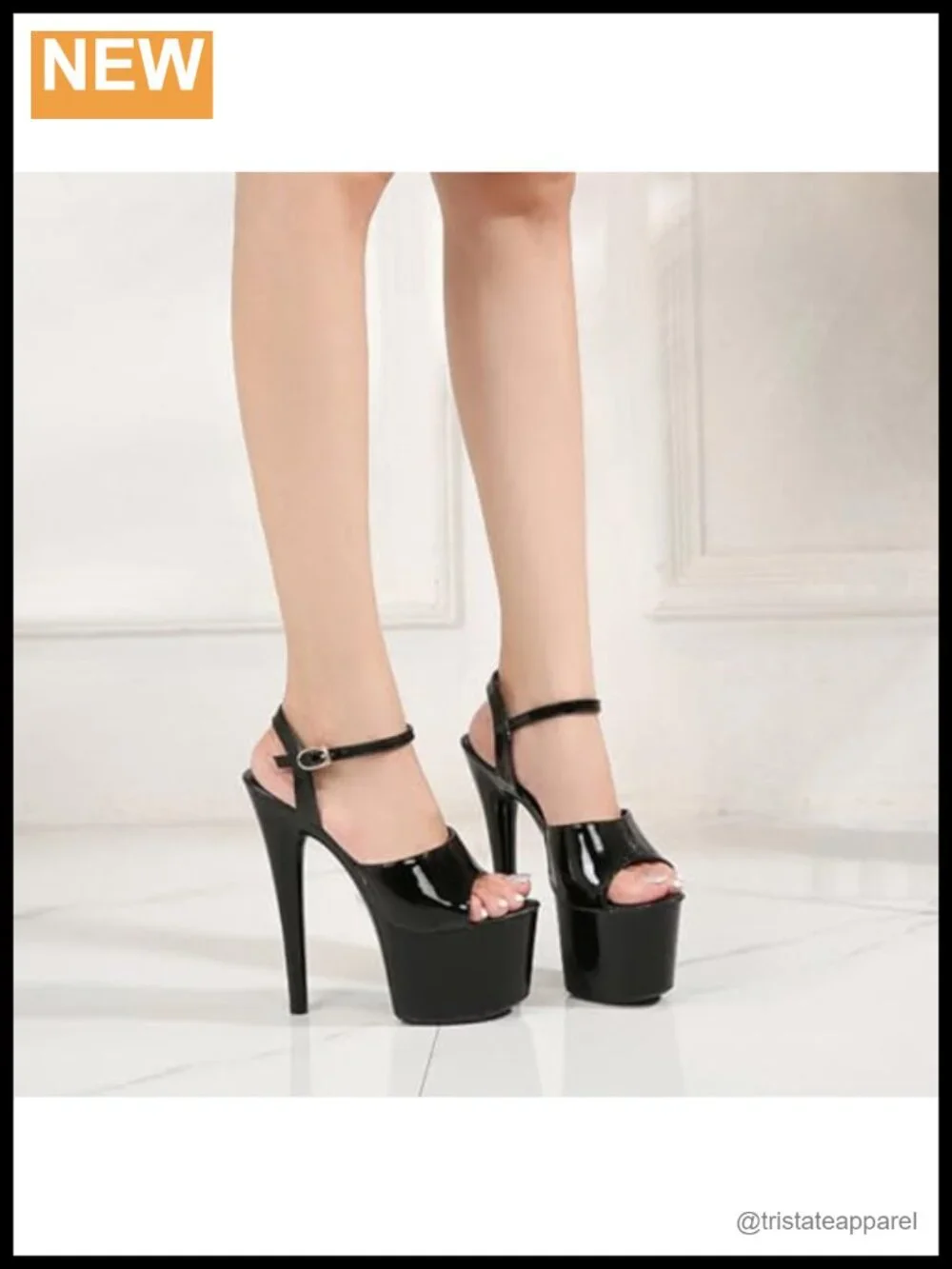 Womens Platform Dance Sandals 7cm Stiletto Heel Open Toe Ankle Strap